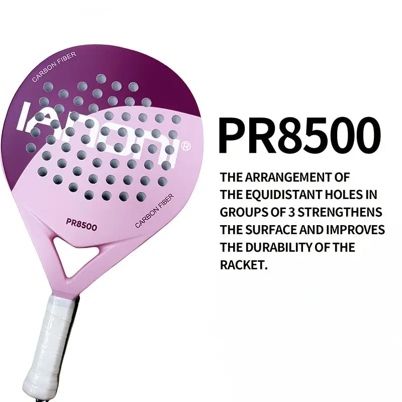 IANONI Padel Racket Carbon Fiber Surface with EVA Memory Flex Foam Core Padel Tennis Racquets Paddle Tennis Racket-8500 pink