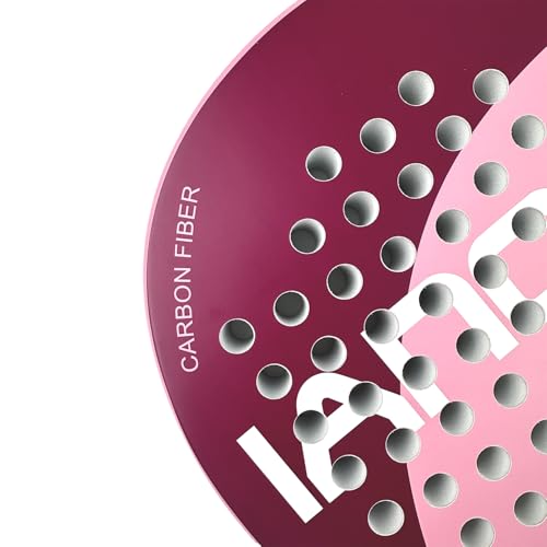 ianoni Padel Racket Carbon Fiber Surface with EVA Memory Flex Foam Core Padel - 8500 Pink Racket + Bag + 3x Pro Balls + Extra grip